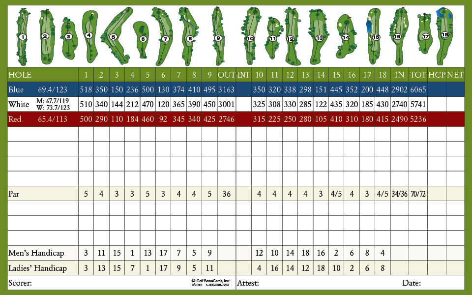 Scorecard Cresta Verde Golf Course and Driving Range